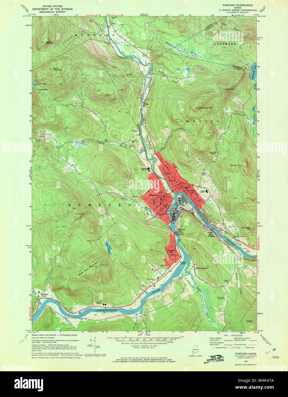Maine USGS Historical Map Rumford 807112 1969 24000 Restoration Stock Photo Alamy