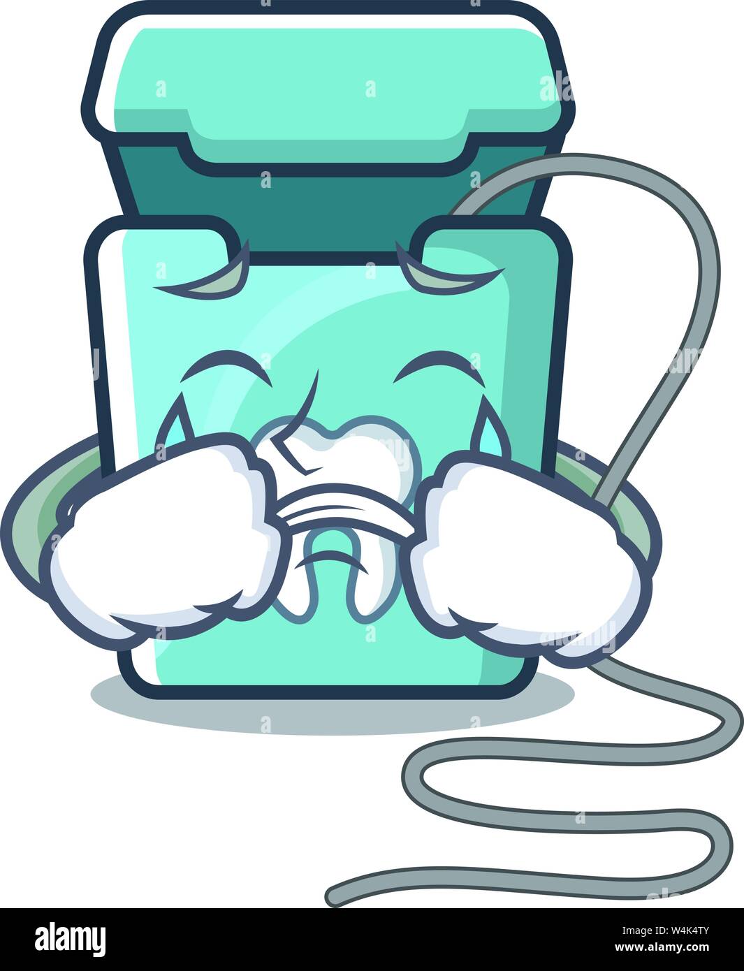 Crying dental floss in a mascot box vector illustration Stock Vector ...