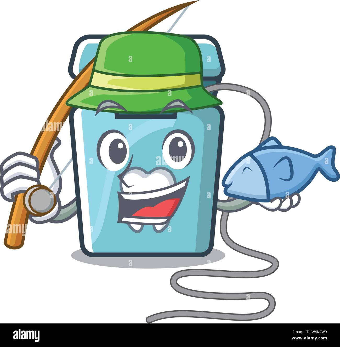 Fishing dental floss in a mascot box vector illustration Stock Vector