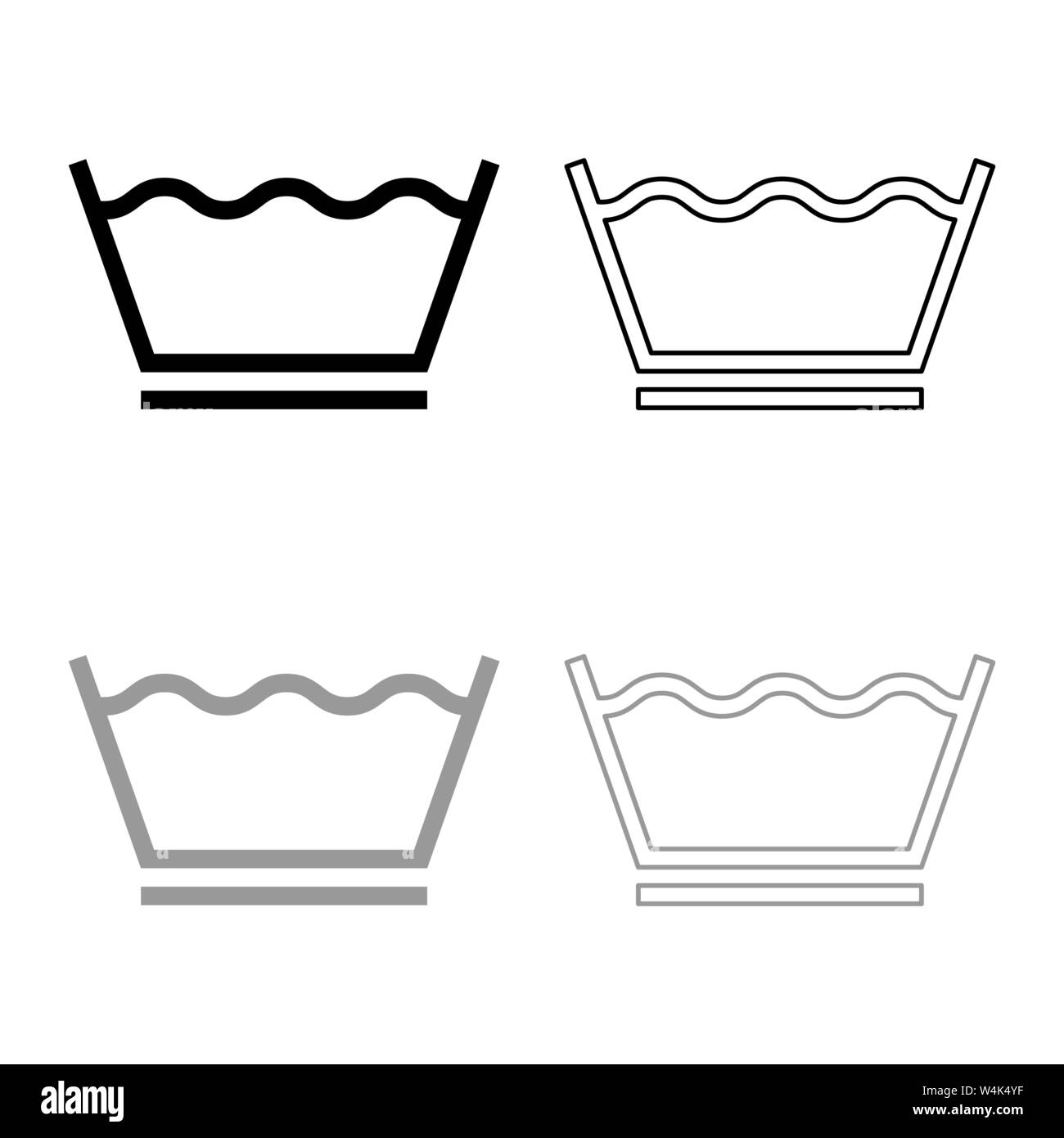 Delicate Wash Clothes Care Symbols Washing Concept Laundry Sign Icon Outline Set Black Grey Color Vector Illustration Flat Style Simple Image Stock Vector Image Art Alamy