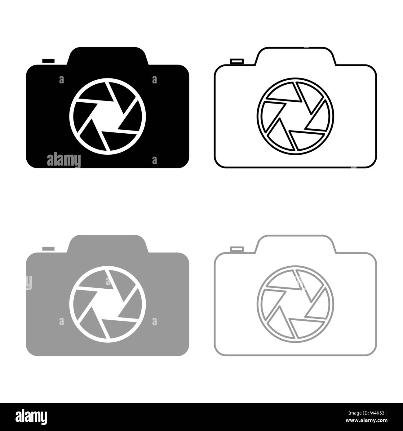 Camera with focus of lens concept icon outline set black grey color