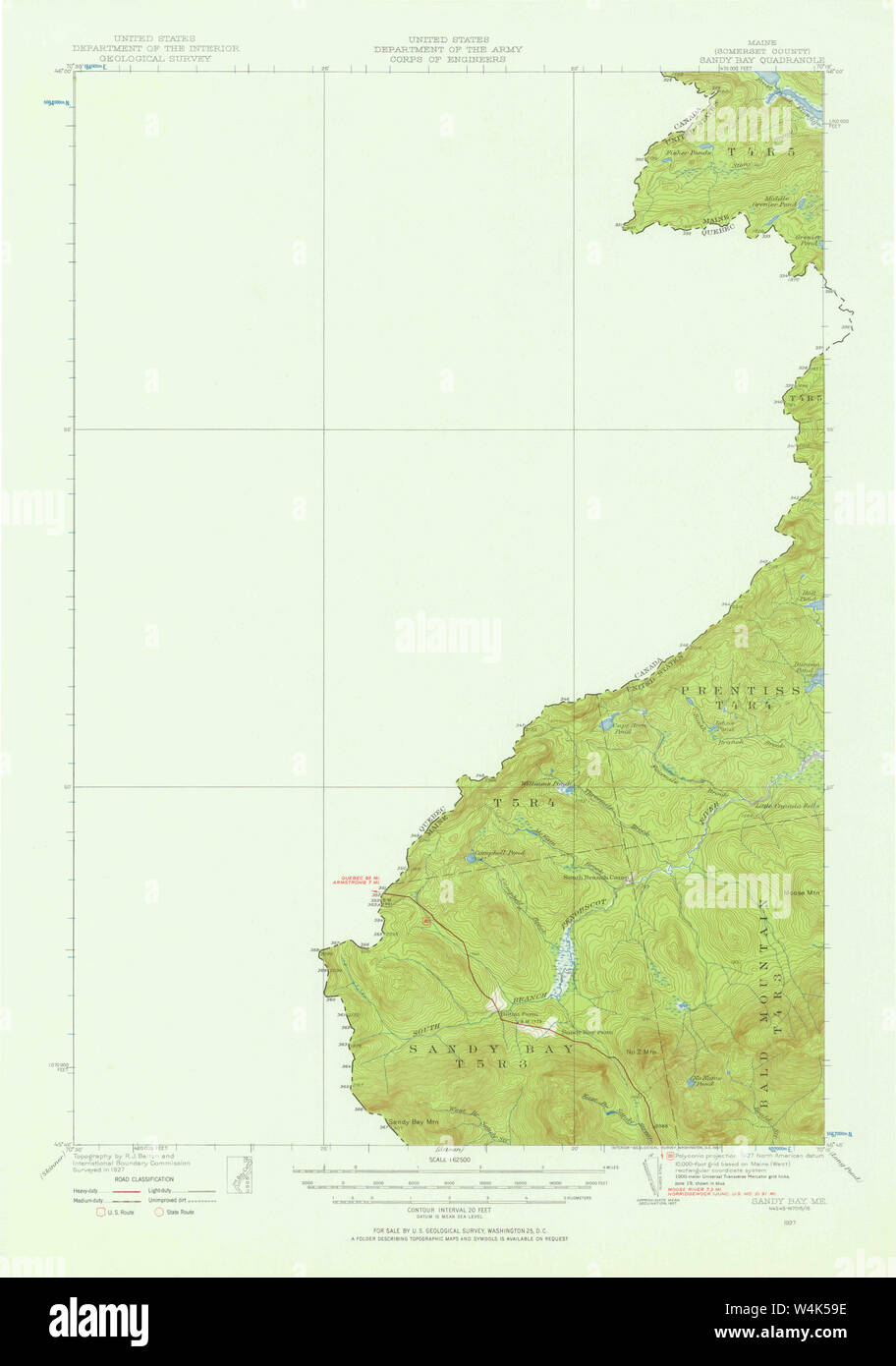 Maine USGS Historical Map Sandy Bay 306752 1927 62500 Restoration Stock