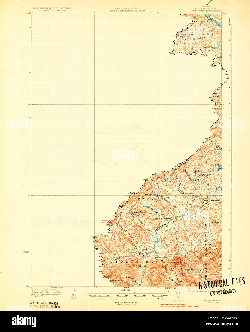 Maine USGS Historical Map Sandy Bay 807659 1930 62500 Restoration Stock