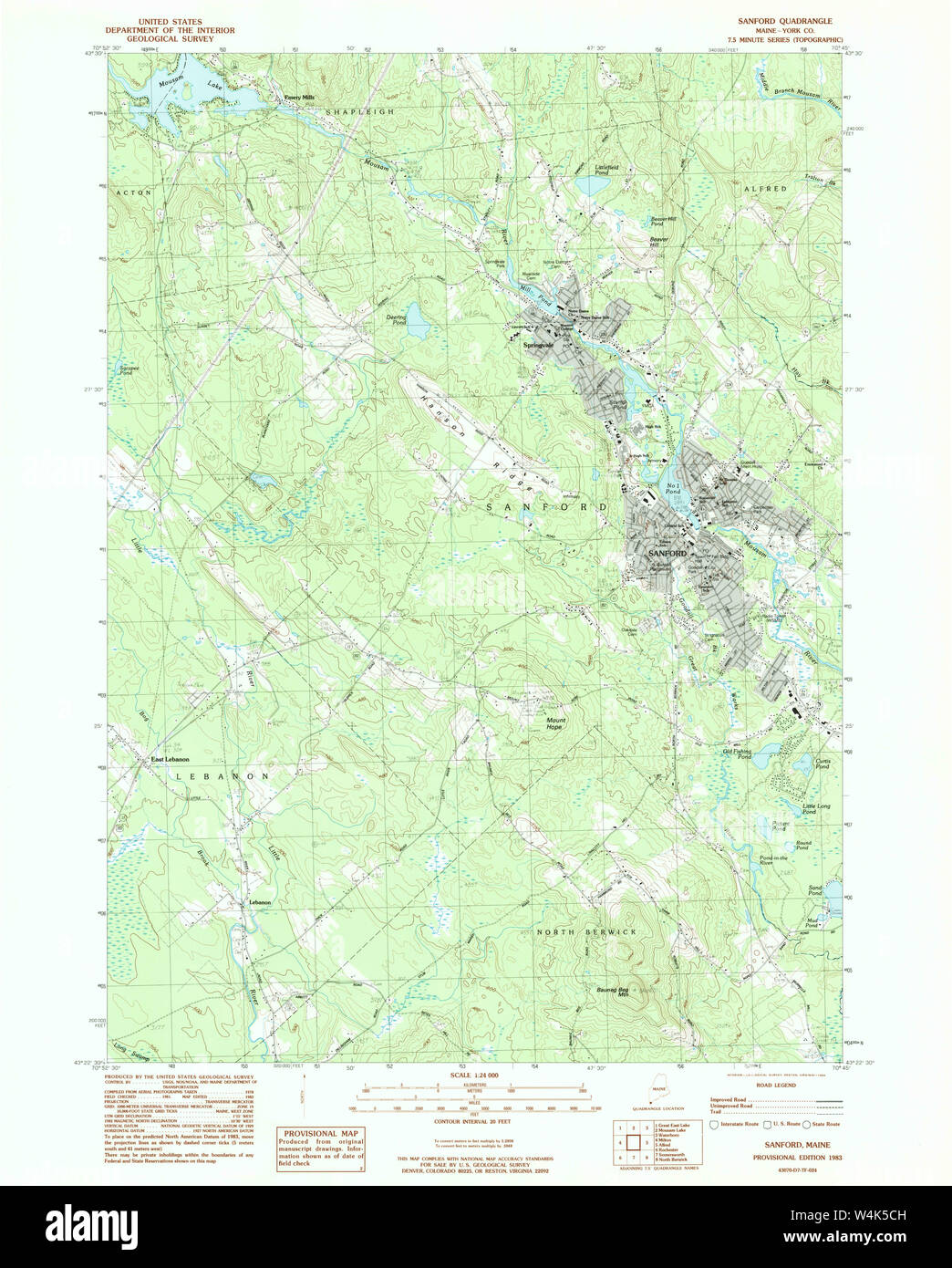 Maine USGS Historical Map Sanford 102942 1983 24000 Restoration Stock
