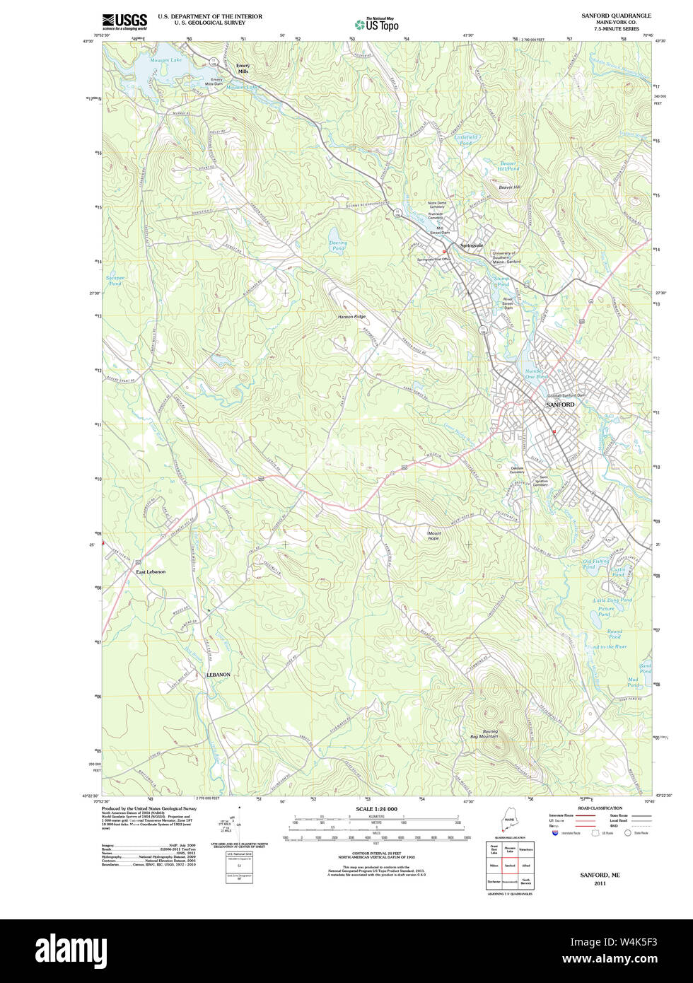 Maine USGS Historical Map Sanford 20110830 TM Restoration Stock Photo