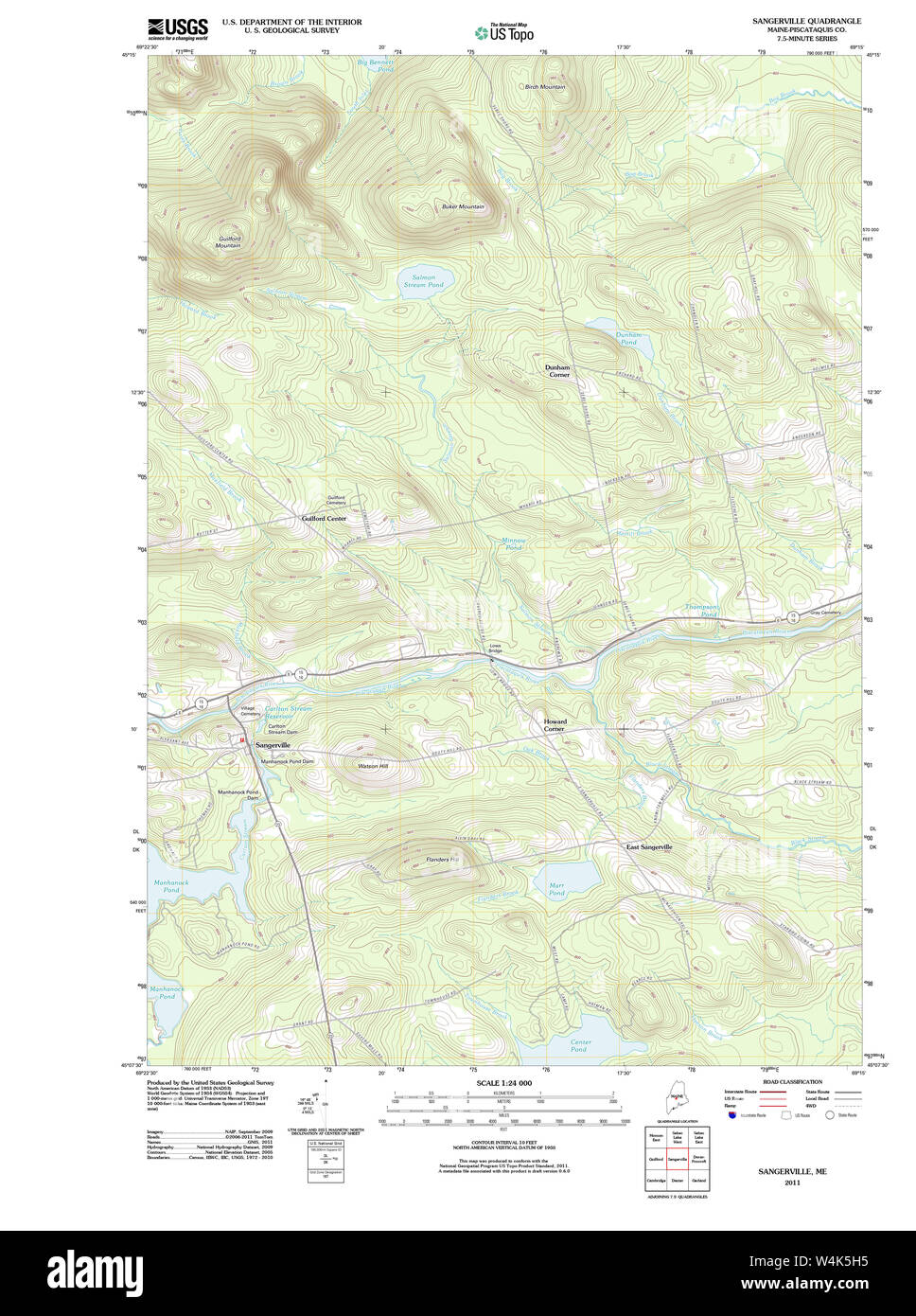 Maine USGS Historical Map Sangerville 20110831 TM Restoration Stock