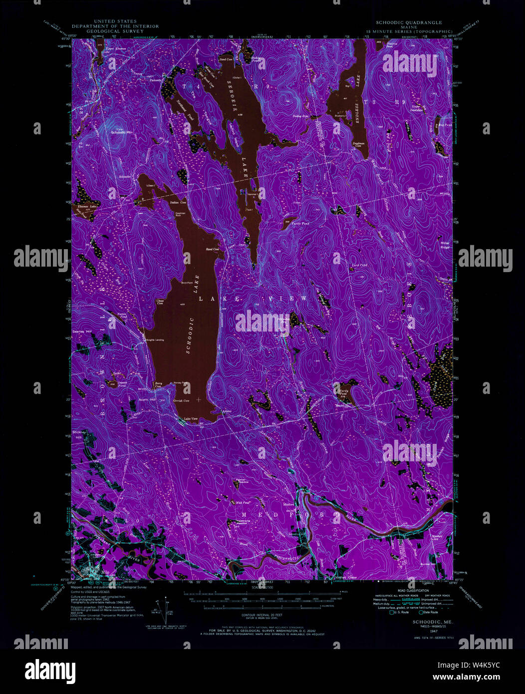 Maine USGS Historical Map Schoodic 460838 1947 62500 Inversion