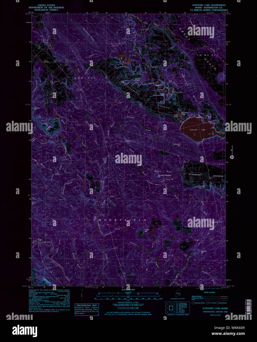 Maine USGS Historical Map Schoodic Lake 102947 1984 24000 Inversion