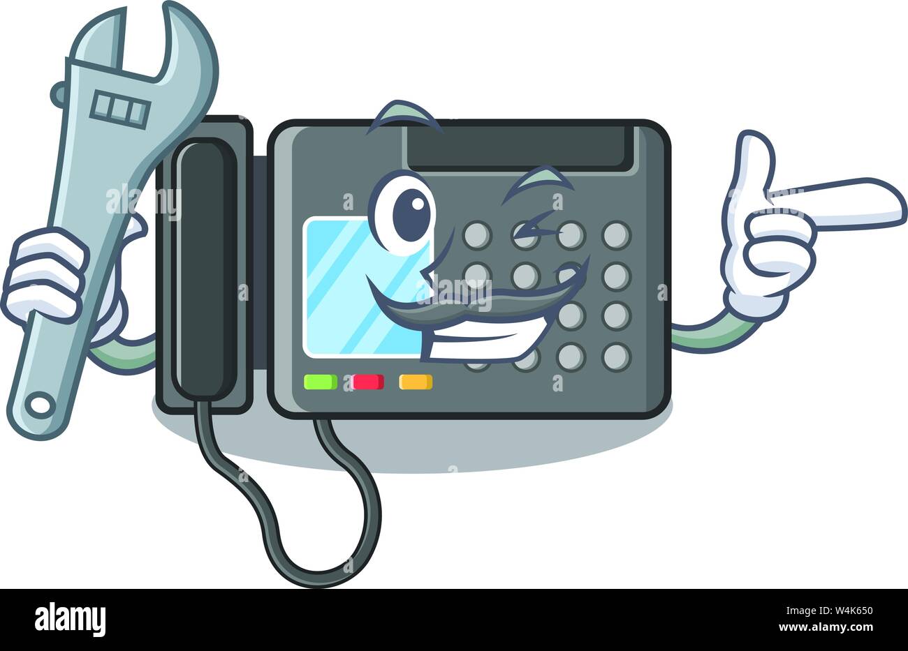 Mechanic fax machine stuck the cartoon wall vector illustration Stock ...