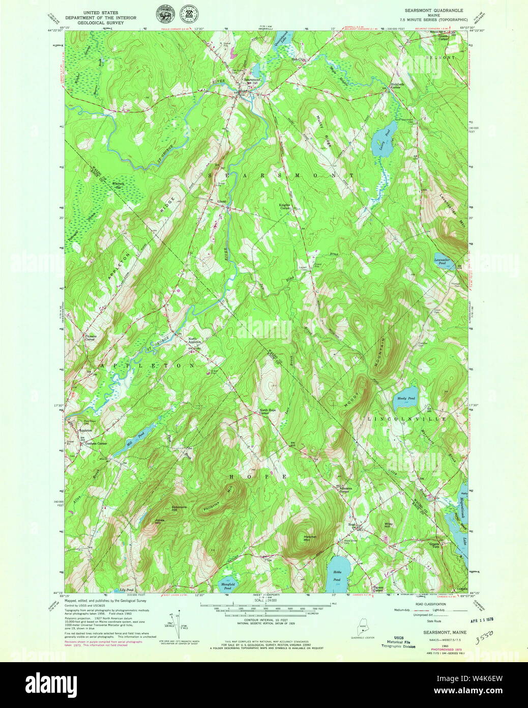 Maine USGS Historical Map Searsmont 807135 1960 24000 Restoration Stock