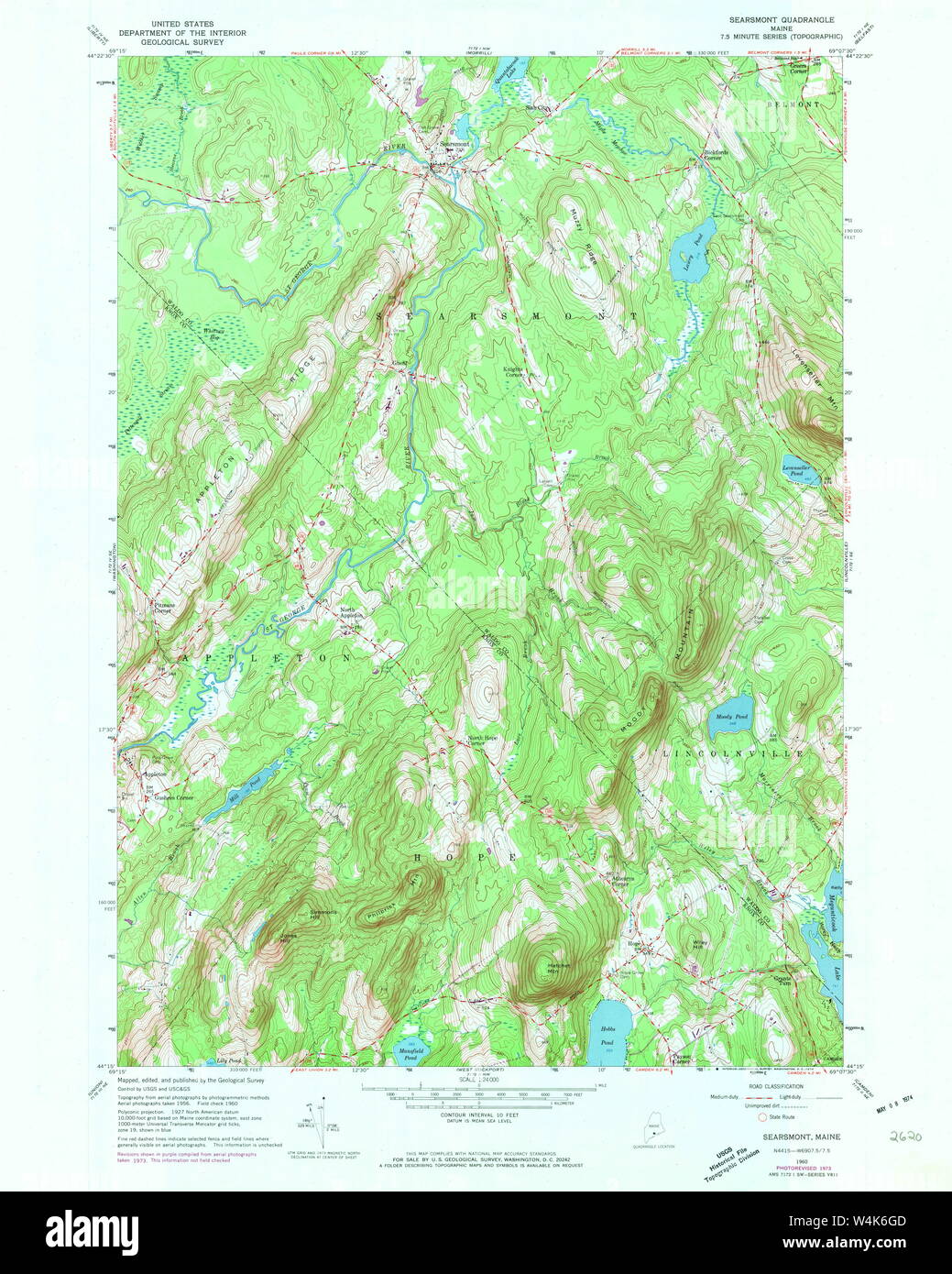 Maine USGS Historical Map Searsmont 807136 1960 24000 Restoration Stock
