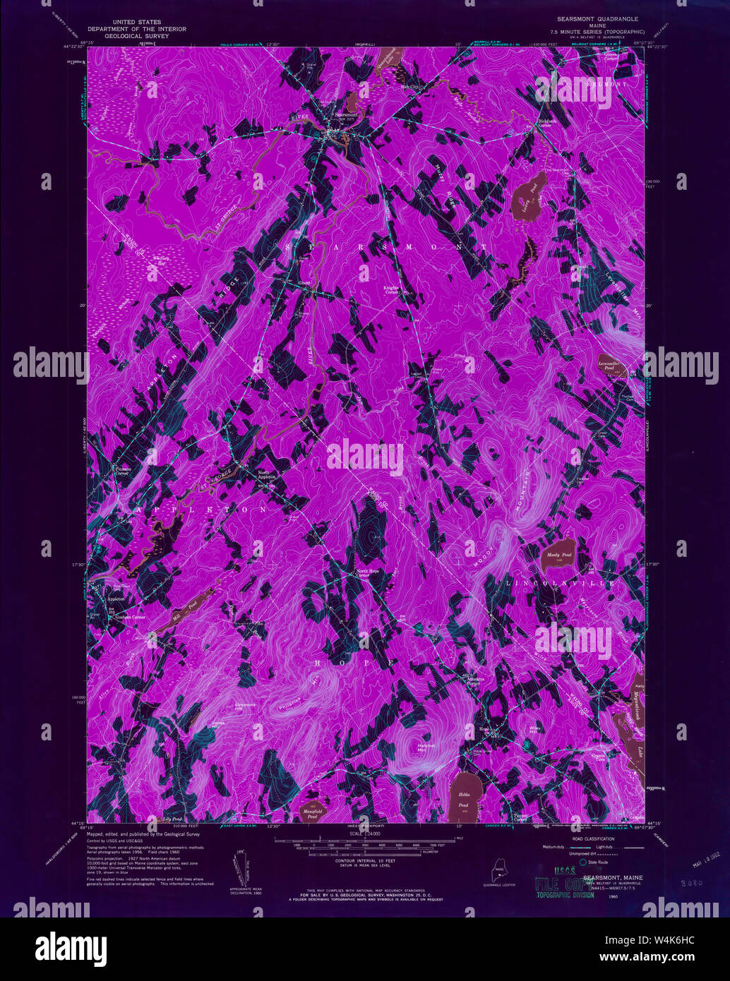 Maine USGS Historical Map Searsmont 807137 1960 24000 Inversion