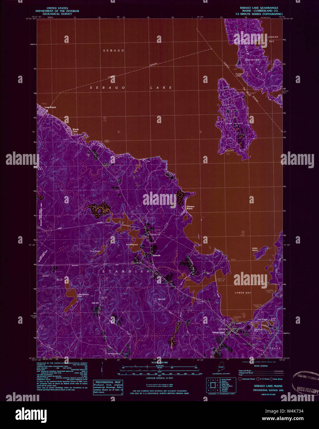Maine USGS Historical Map Sebago Lake 807139 1983 24000 Inversion