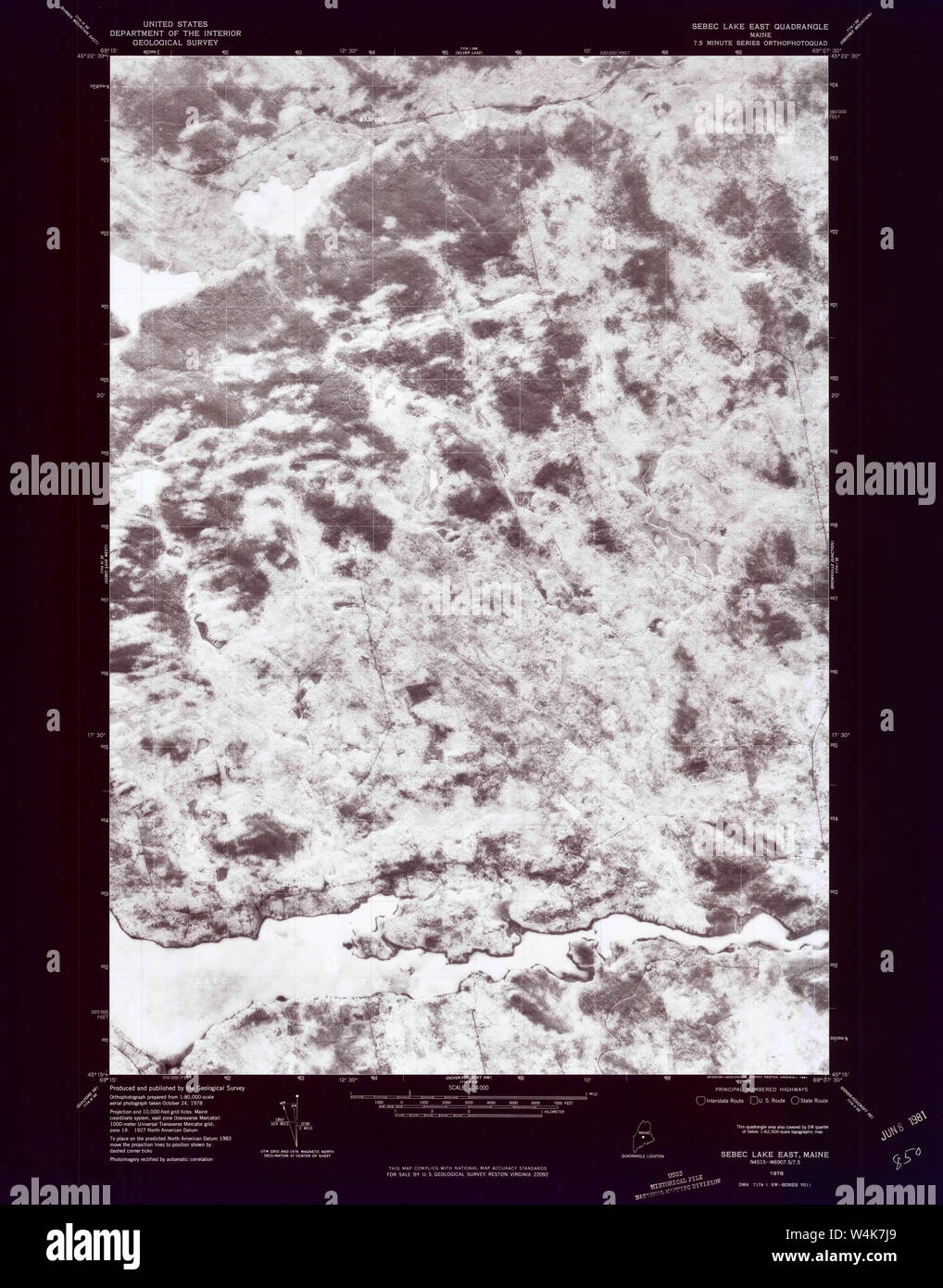 Maine USGS Historical Map Sebec Lake East 807146 1978