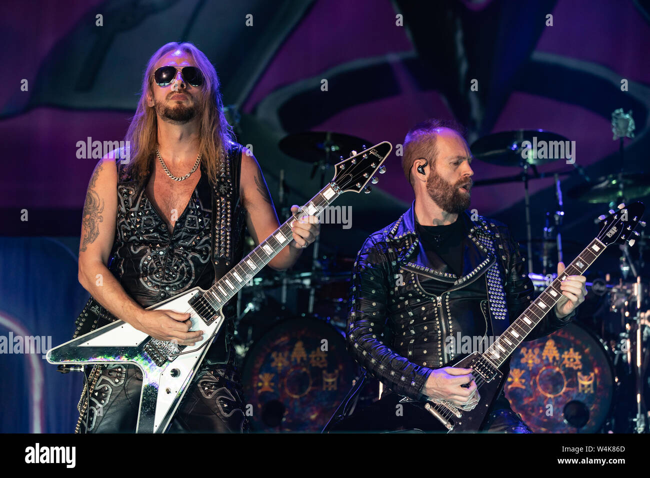 English heavy metal band Judas Priest performing at Abbotsford Centre in Abbotsford, BC on June
