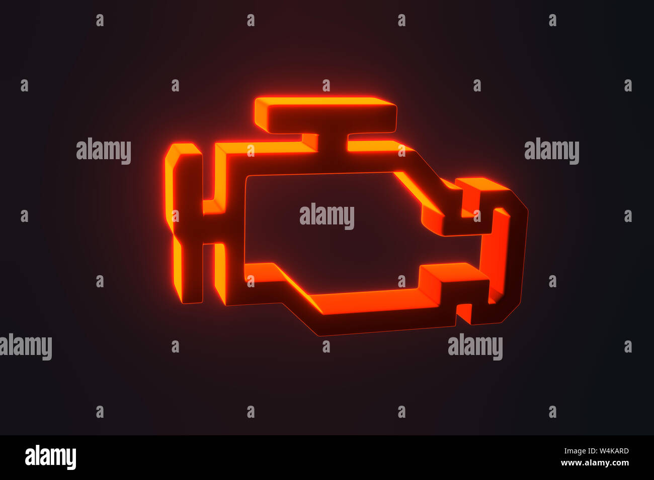Red malfunction or check engine car light symbol, dash board. Icon of