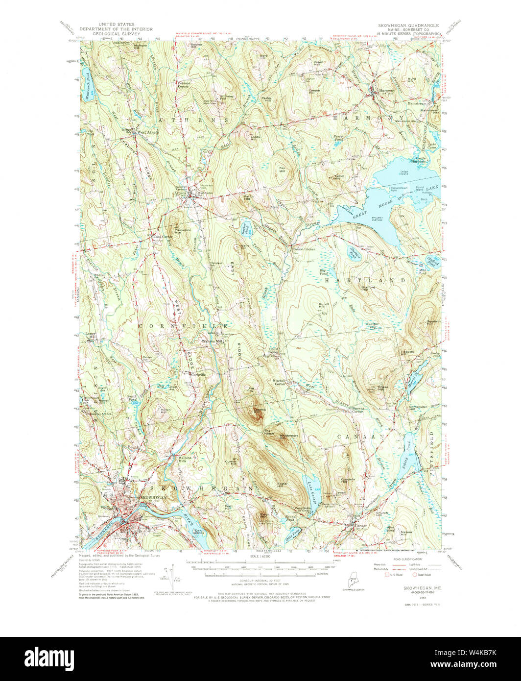 Maine USGS Historical Map Skowhegan 460880 1955 62500 Restoration Stock ...