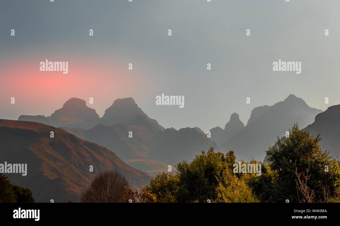 Cathedral Peak in the central Drakensberg mountains in South Africa ...