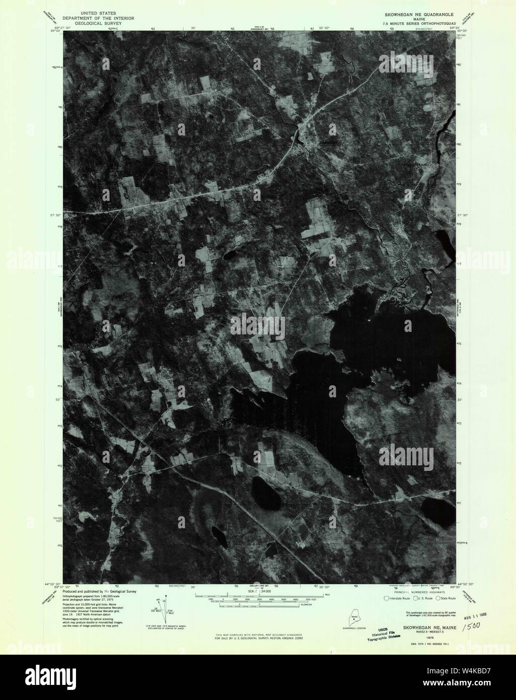 Maine USGS Historical Map Skowhegan NE 807165 1975 24000 Restoration Stock Photo Alamy