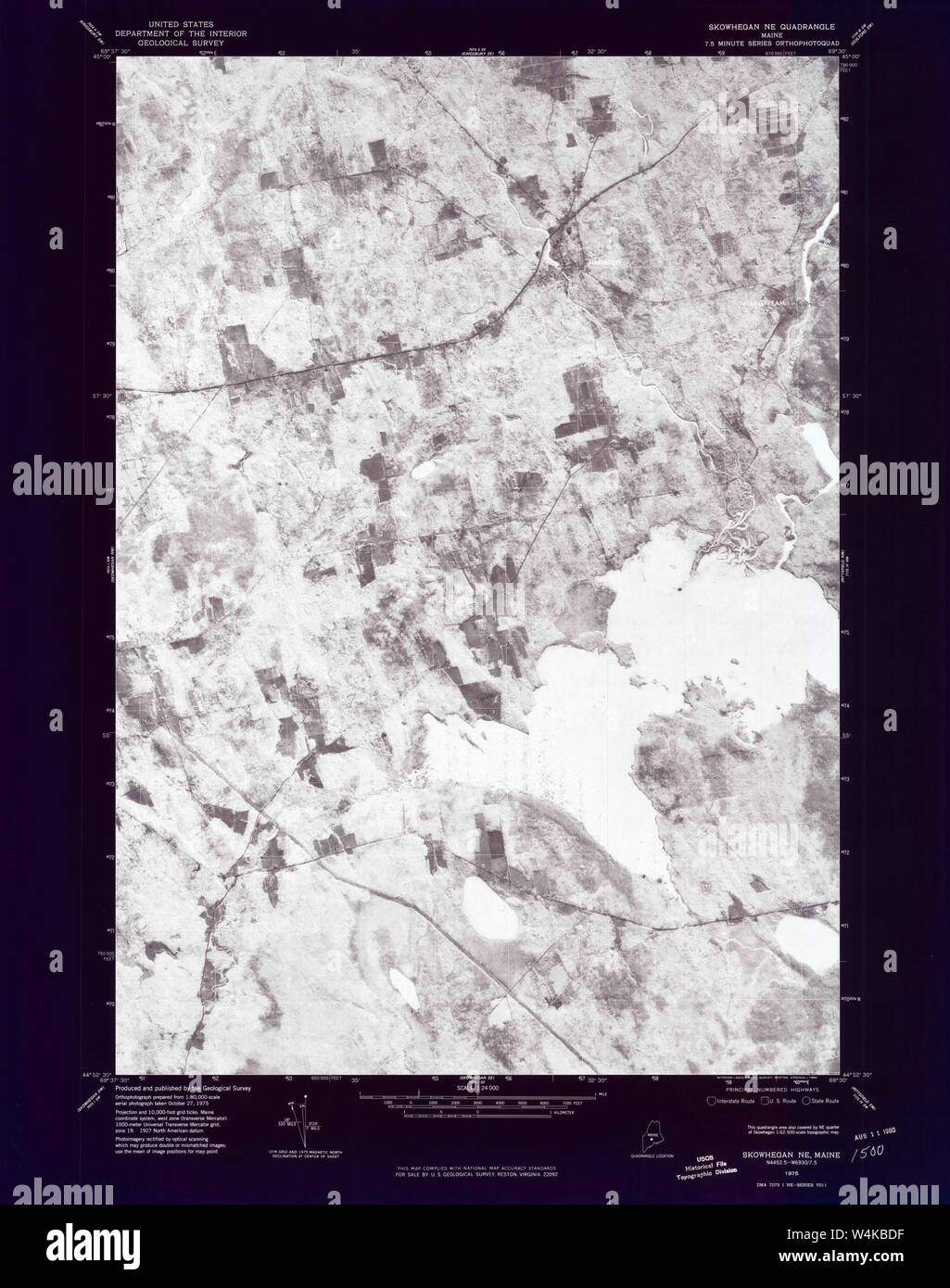 Maine USGS Historical Map Skowhegan NE 807165 1975 24000 Inversion Restoration Stock Photo Alamy