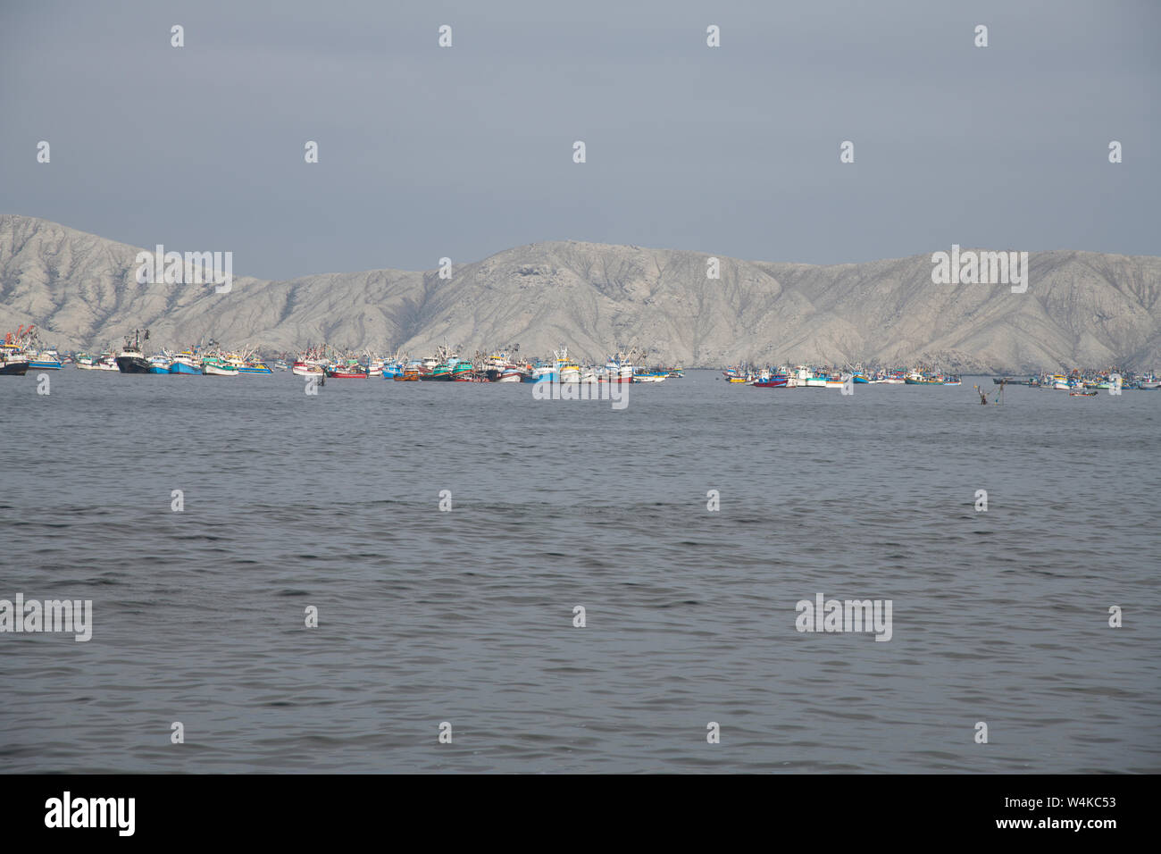 Desert,Dunes,Mountainous Highway,Canneries,Fishing Fleets,Anchovy Fishing,Sardines,Pan American Highway, Caral City ,North of Lima,Peru,South America Stock Photo