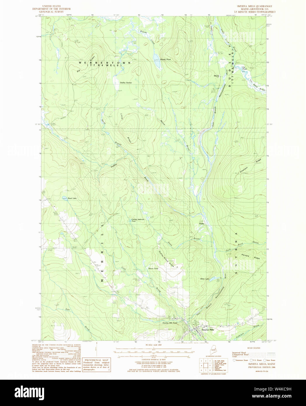 Maine USGS Historical Map Smyrna Mills 102973 1986 24000 Restoration