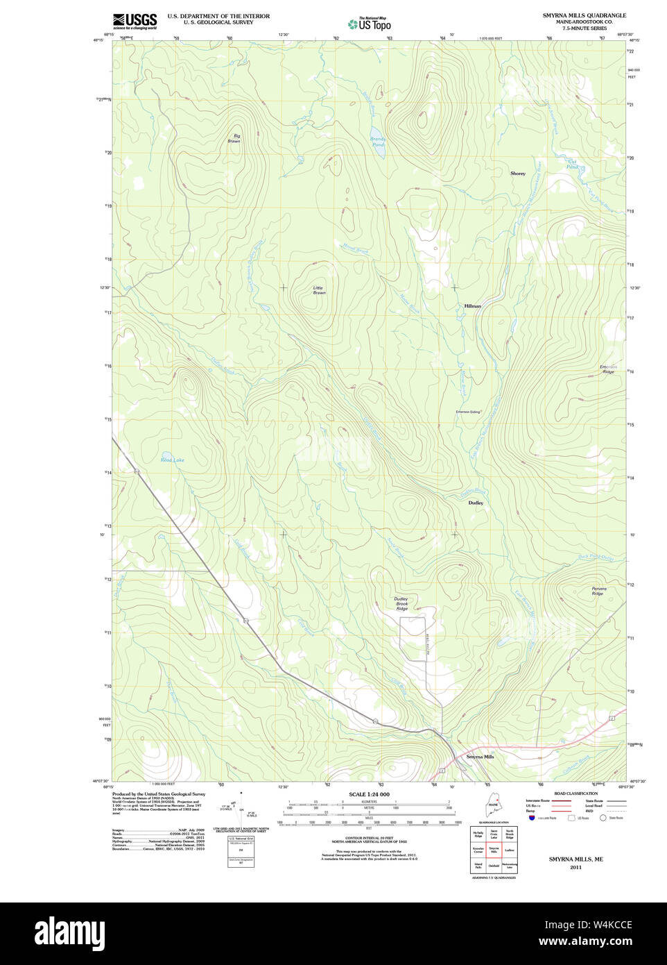 Maine USGS Historical Map Smyrna Mills 20110909 TM Restoration Stock