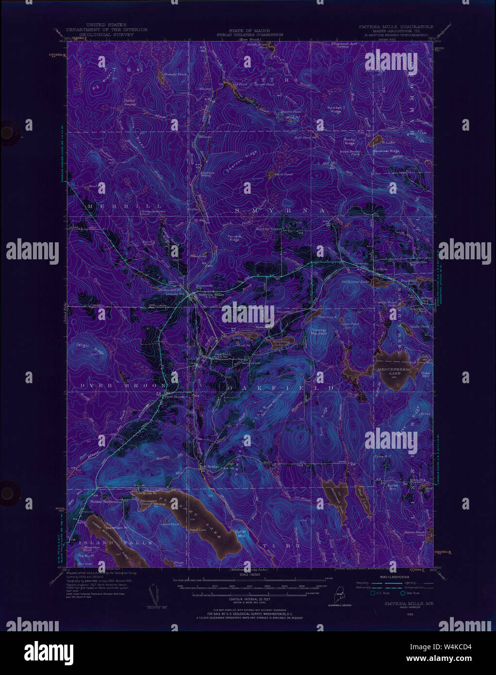 Maine USGS Historical Map Smyrna Mills 306787 1955 62500 Inversion
