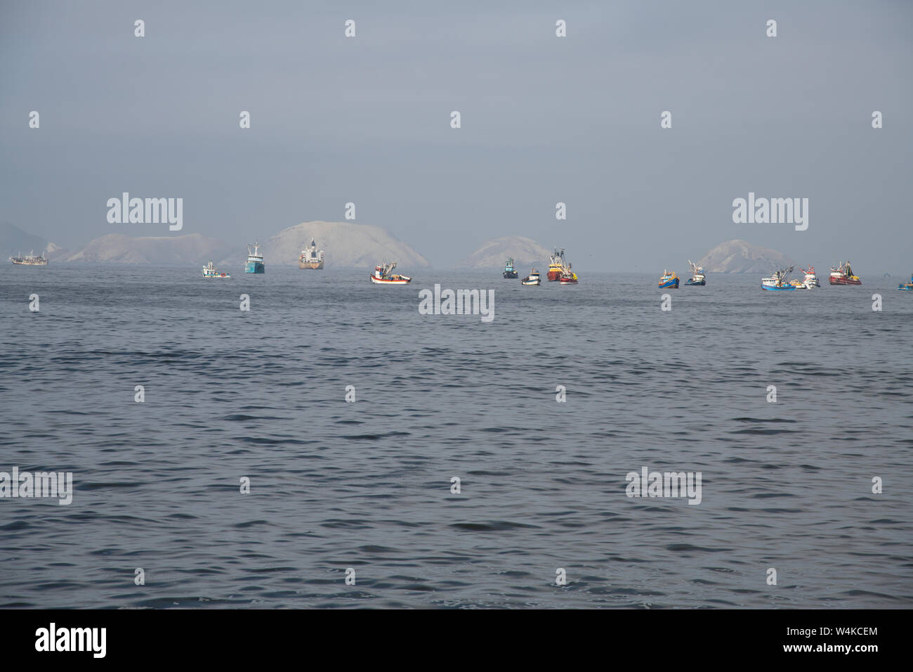 Desert,Dunes,Mountainous Highway,Canneries,Fishing Fleets,Anchovy Fishing,Sardines,Pan American Highway, Caral City ,North of Lima,Peru,South America Stock Photo