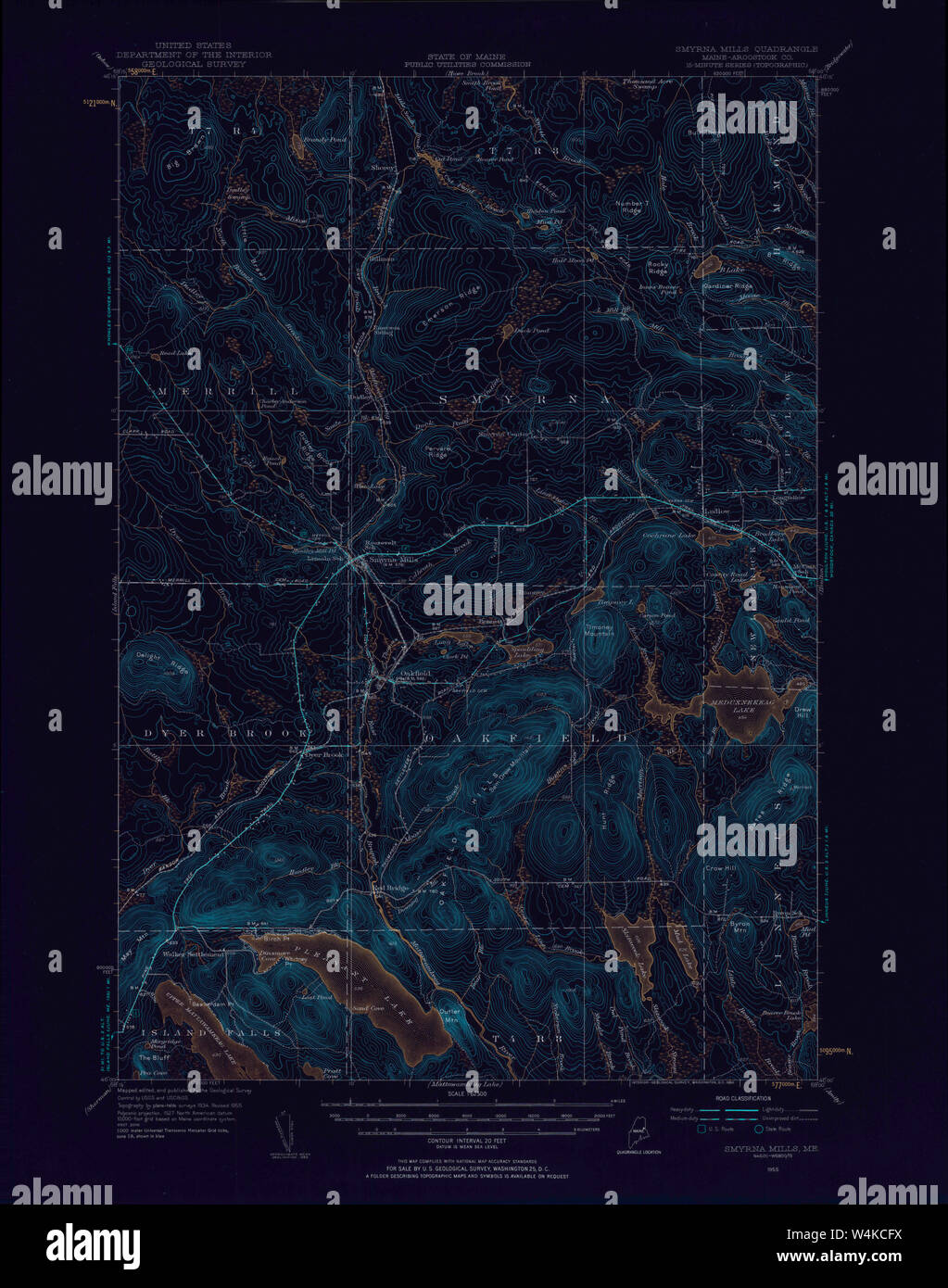 Maine USGS Historical Map Smyrna Mills 306788 1955 62500 Inversion