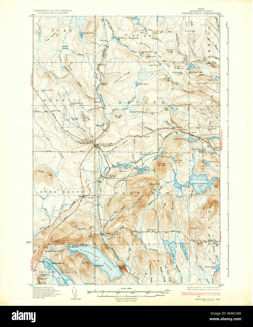 Maine USGS Historical Map Smyrna Mills 460889 1937 62500 Restoration