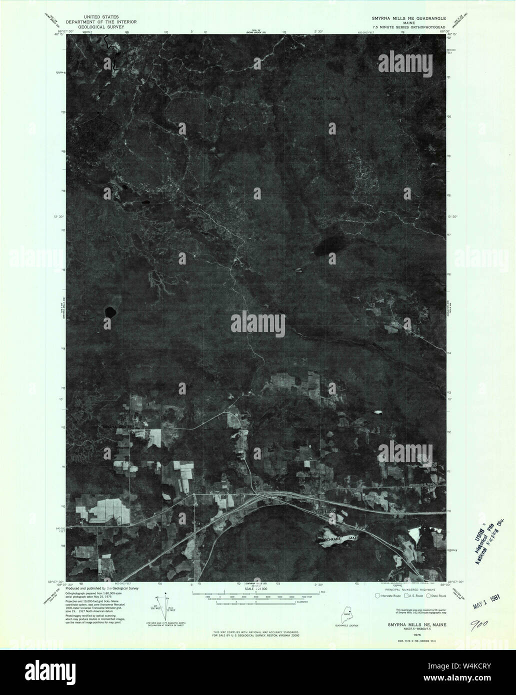Maine USGS Historical Map Smyrna Mills NE 807172 1975 24000 Restoration Stock Photo Alamy