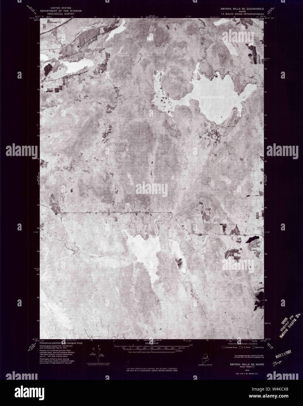 Maine USGS Historical Map Smyrna Mills SE 807174 1975 24000 Inversion