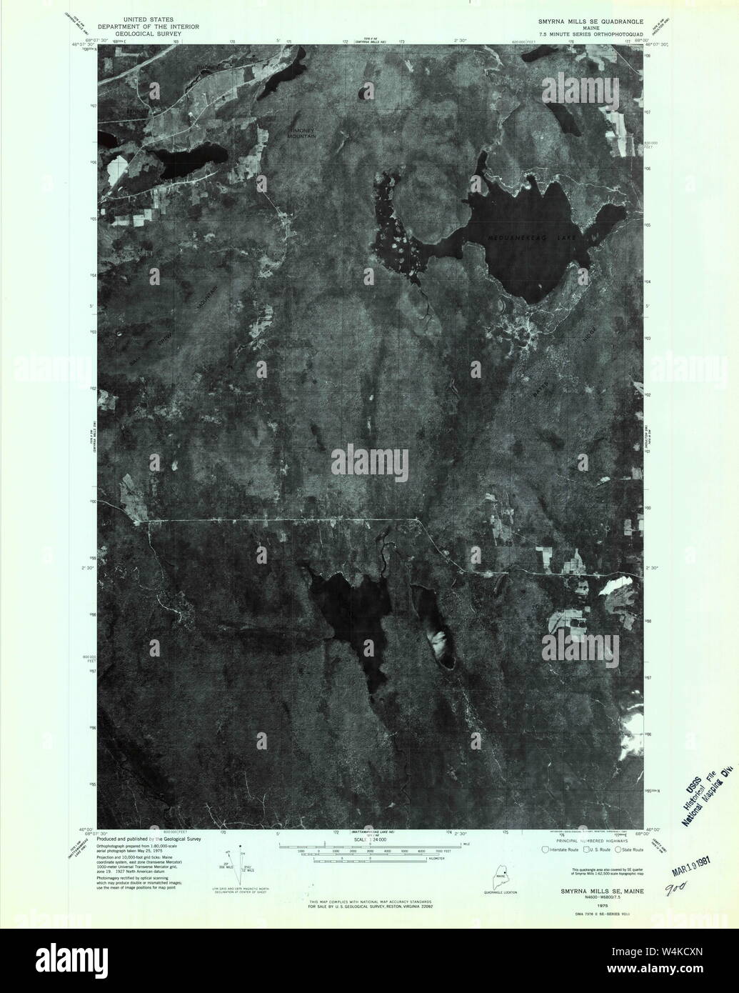Maine USGS Historical Map Smyrna Mills SE 807174 1975 24000 Restoration