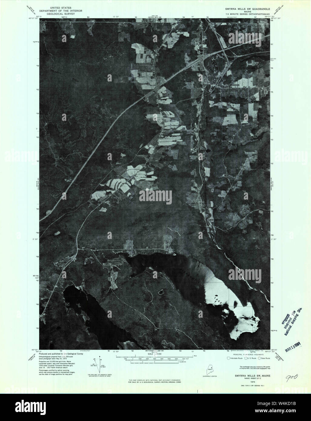 Maine USGS Historical Map Smyrna Mills SW 807175 1975 24000 Restoration