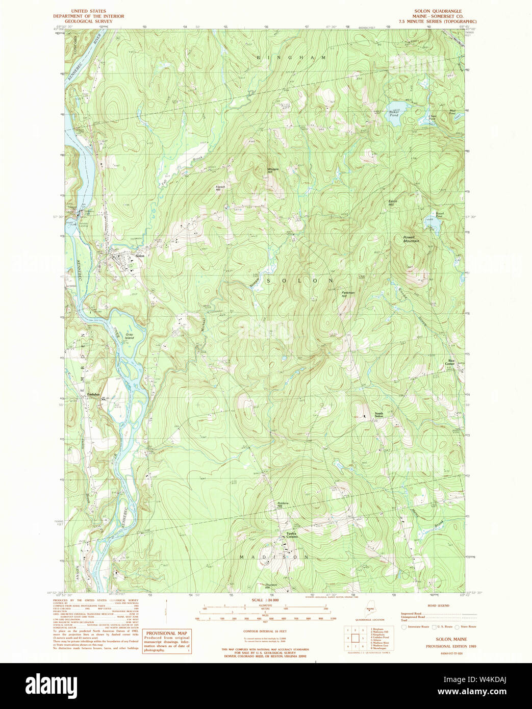 Maine USGS Historical Map Solon 102976 1989 24000 Restoration Stock