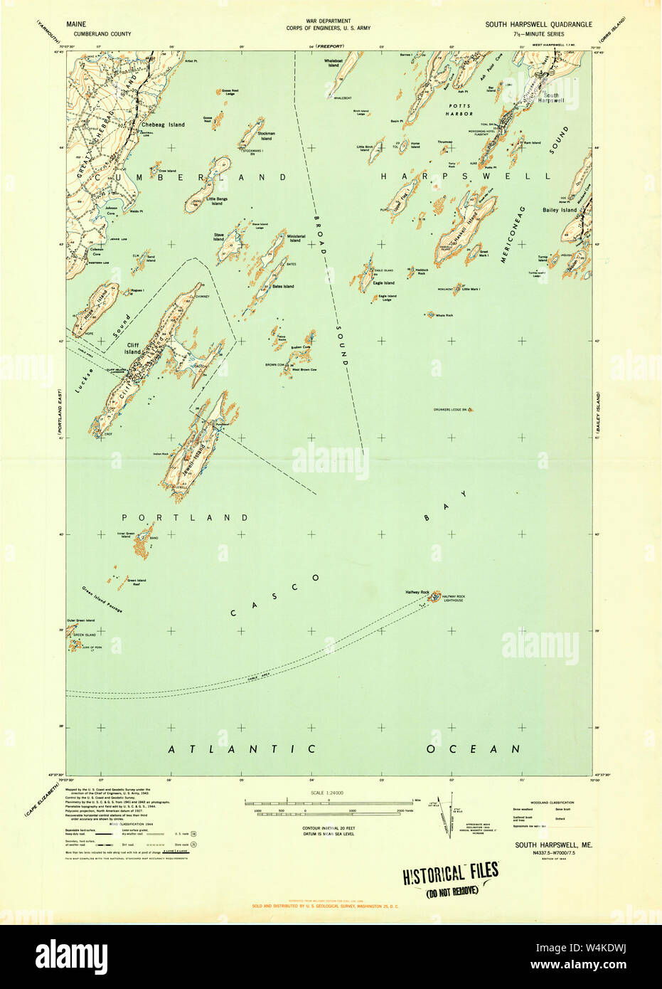 Maine USGS Historical Map South Harpswell 807181 1944 24000 Restoration