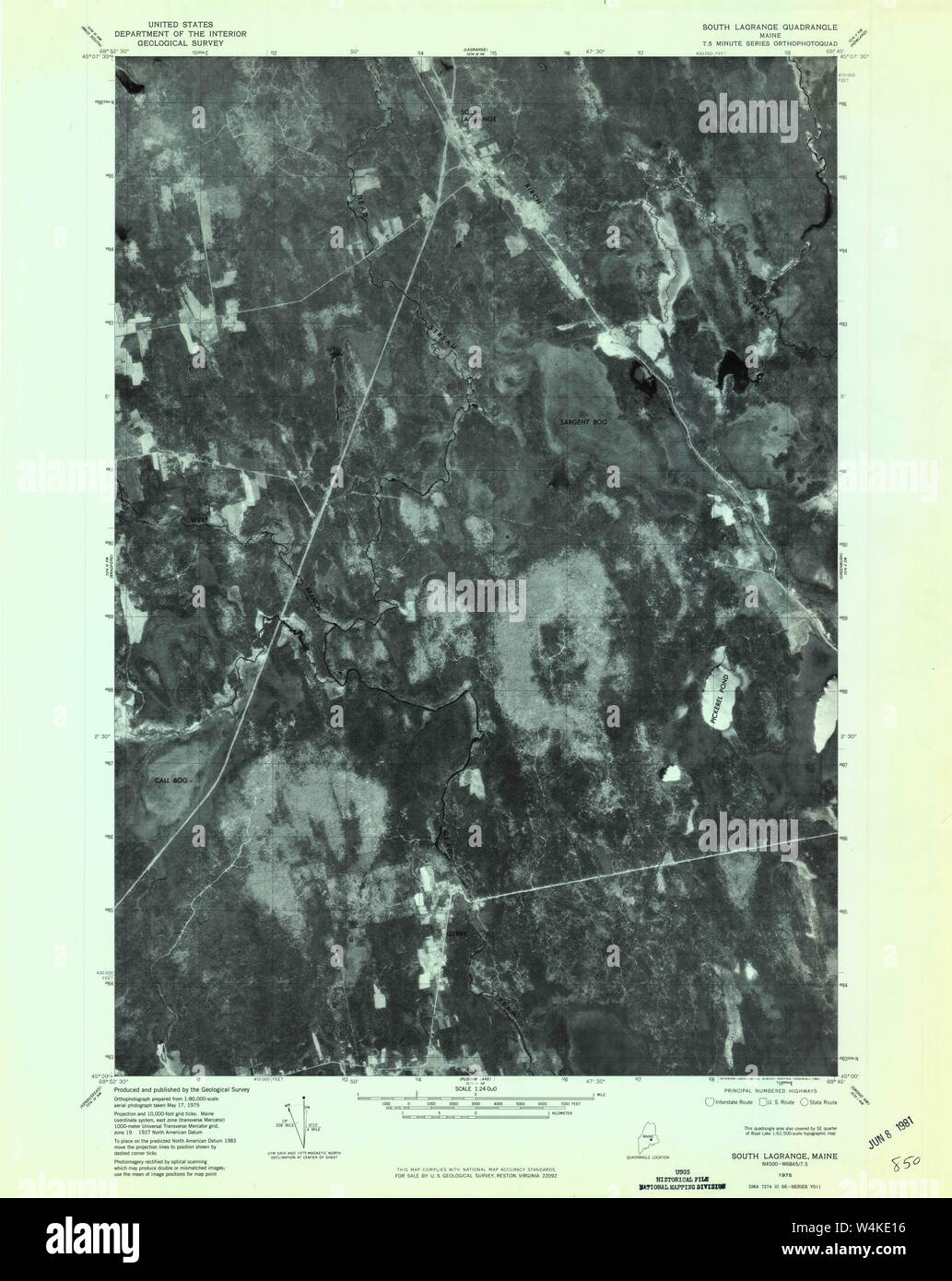 Maine USGS Historical Map South Lagrange 807183 1975 24000 Restoration ...
