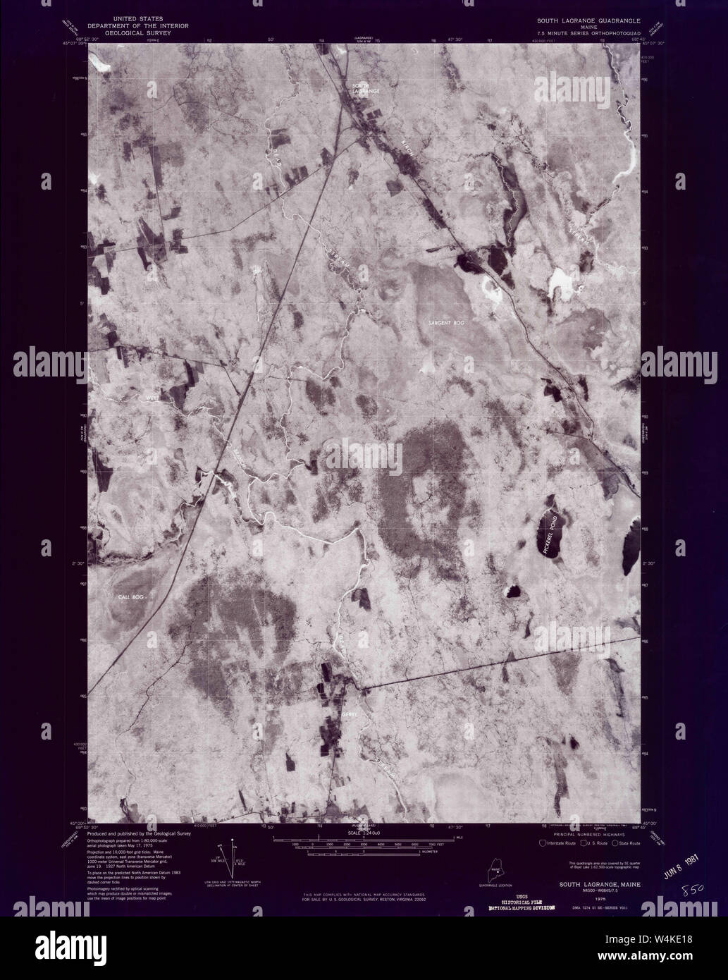 Maine USGS Historical Map South Lagrange 807183 1975 24000 Inversion