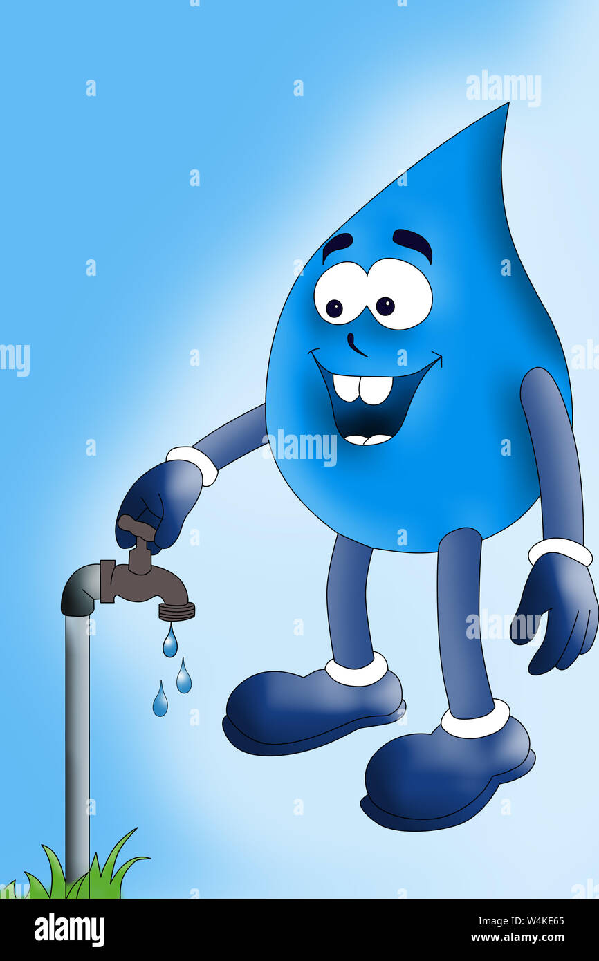 Water drop character opening a tap Stock Photo - Alamy Water drop character opening a tap Stock Photo - Alamy