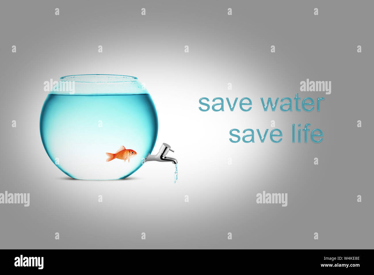 Goldfish in a fishbowl with flowing water in tap Stock Photo Alamy