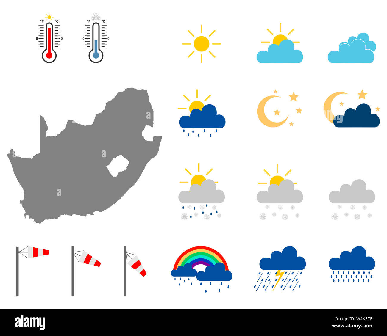 Map Symbols South Africa Map Of South Africa With Weather Symbols Stock Photo - Alamy