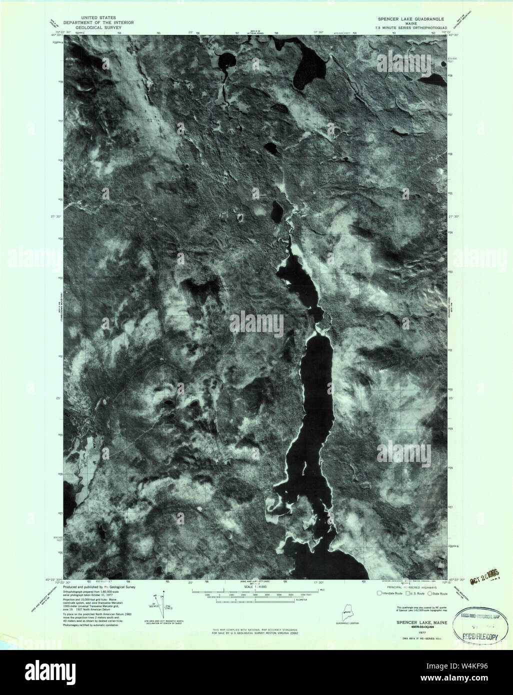 Maine USGS Historical Map Spencer Lake 807191 1977 24000 Restoration