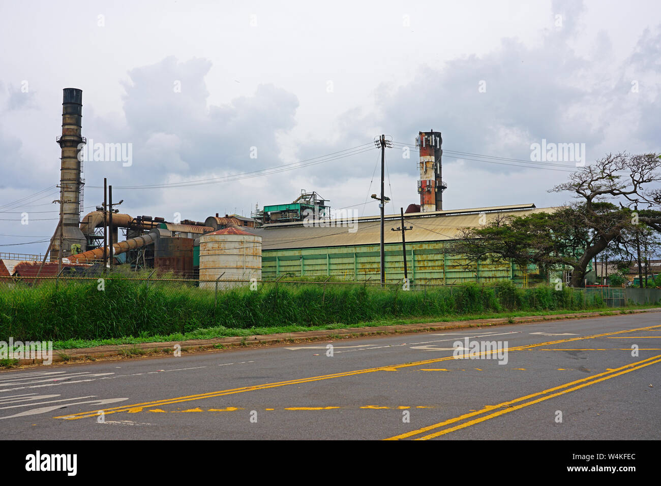 MAUI, HI 1 APR 2018 View of an old sugar plantation and factory and
