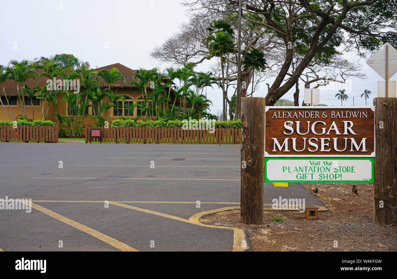 MAUI, HI 1 APR 2018 View of an old sugar plantation and factory and