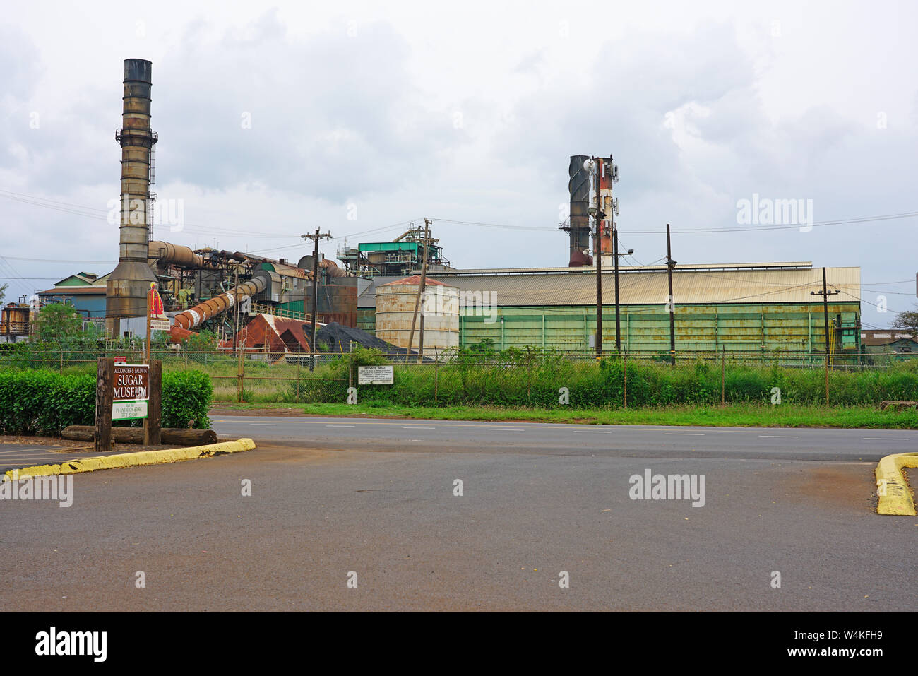 MAUI, HI 1 APR 2018 View of an old sugar plantation and factory and