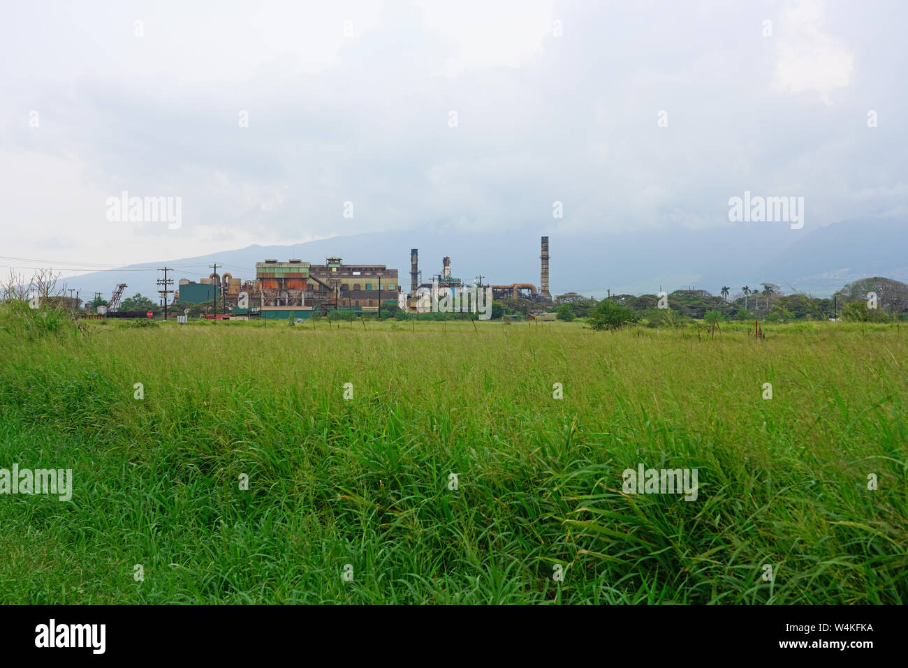MAUI, HI 1 APR 2018 View of an old sugar plantation and factory and