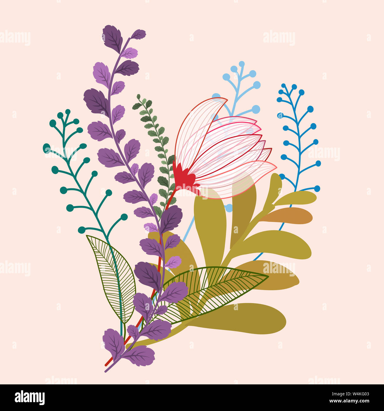 abstract floral background with flowers and colorful leaves Stock Photo ...