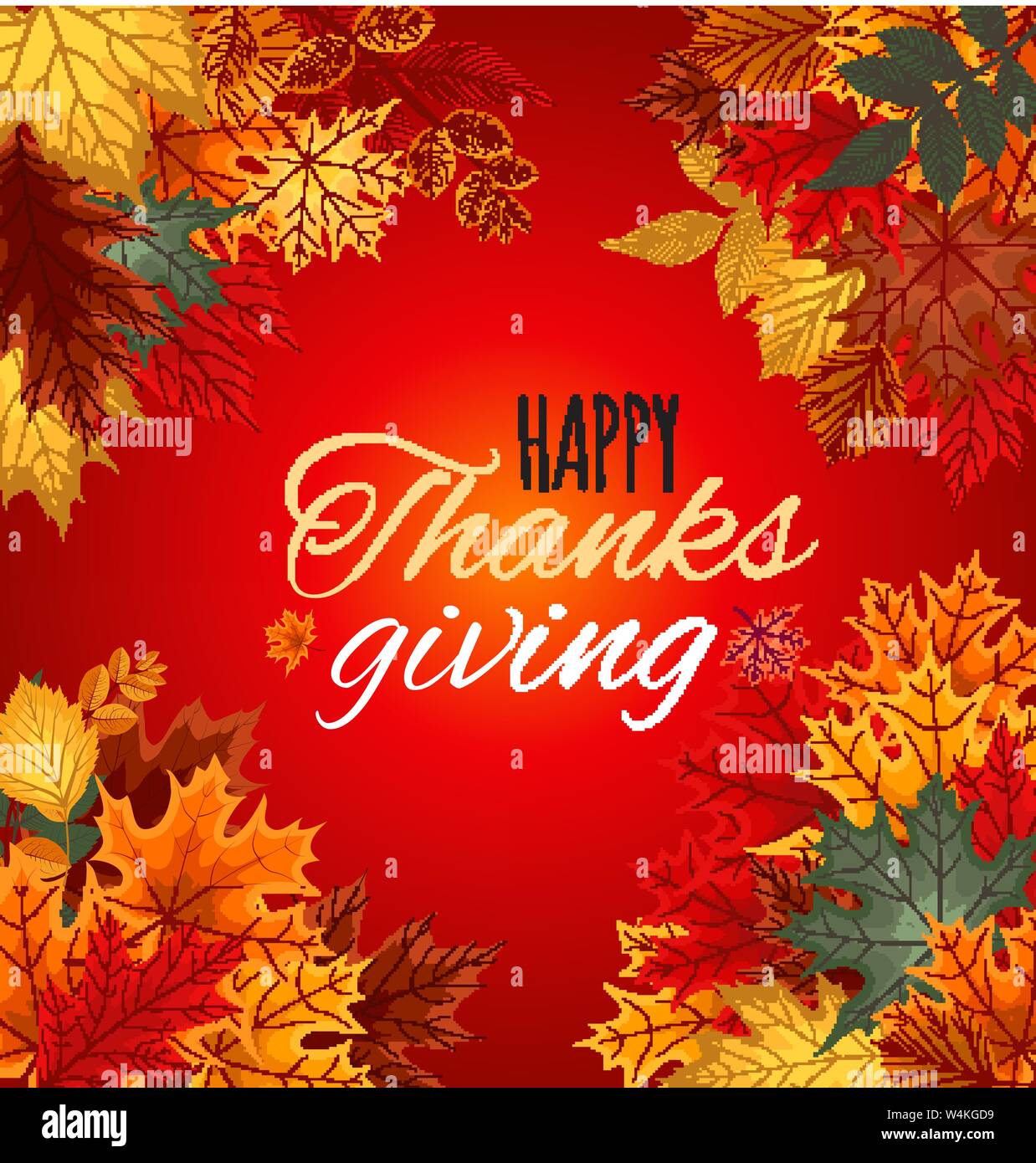 Happy Thanksgiving Day Vector Illustration Autumn Background with ...