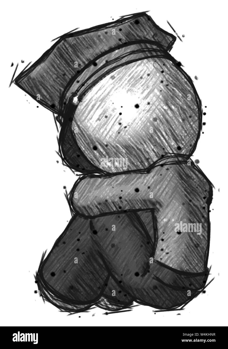 Line drawing person sitting down hires stock photography and images